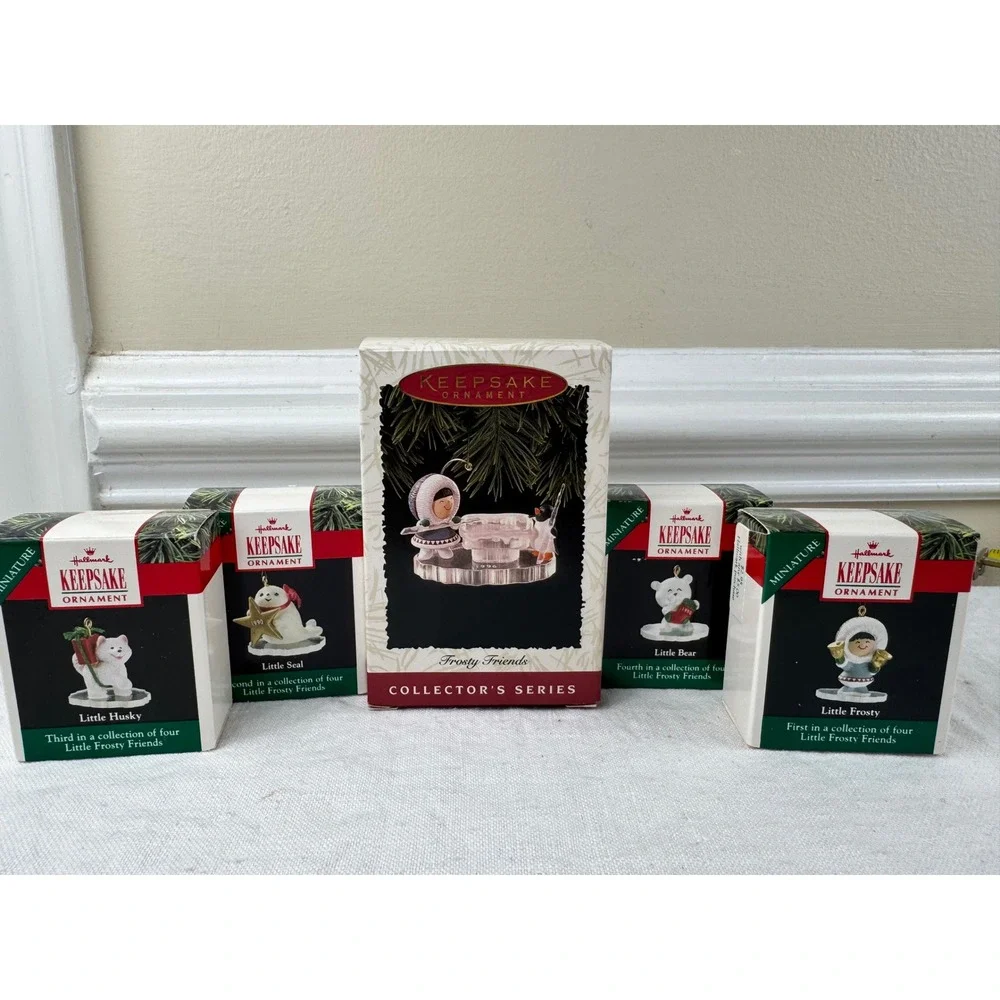 Hallmark Keepsake Frosty Friends 5 lot Ornament 1996 & 1990 4 Miniatures